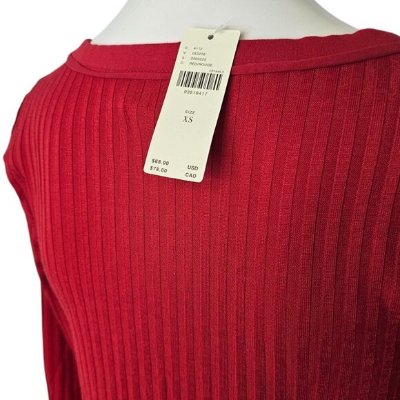 Anthropologie Pilcro Long-Sleeve Scoop-Neck Babydoll Top, Tie Front, Red, XS - Picture 9 of 9